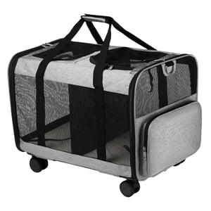 TISHITA Double porte-animal respirant avec roues Cat Rolling Carrier Portable Large pour