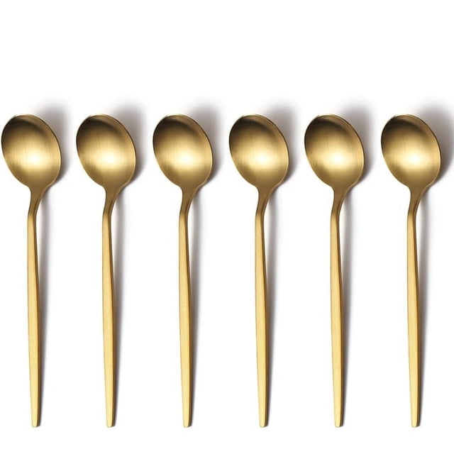 Cucharillas doradas de 6 piezas, cucharas pequeñas de acero inoxidable, cucharas de té para el hogar, la cocina o el restaurante, aptas para lavavajillas
