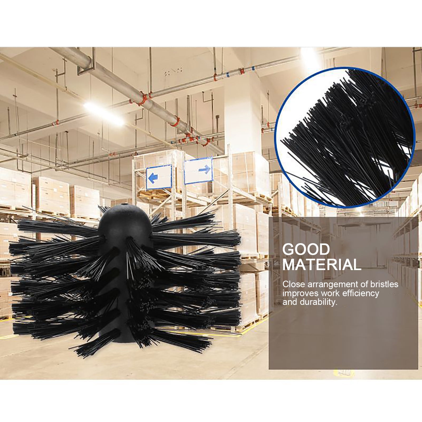 KQJQS 4 Inch Chimney Pipe Cleaner Brush Set, Chimney Cleaner Sweep Kit Cleaning Rotary Brush Rod for Fireplace, Rotary Sweep System Fireplace Kit Rod Tool Set(1*Brush+6*Rod)