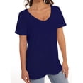 thumbnail image 3 of Women's oversized t-shirt half-sleeved V-neck T-shirt, 3 of 4