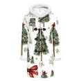 thumbnail image 5 of Christmas Mid Length Winter Coat for Women Graphic Long Sleeve Crewneck Button Down Party Print Jacket Green M, 5 of 8