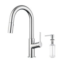 Kibi Fusion Single Handle Pull Down Kitchen & Bar Sink Faucet with Soap Dispenser - Chrome
