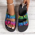thumbnail image 3 of Womens Sandals 2025 Summer Beach Fashion Casual 2 Buckle Memory Foam Flats Slides Slip on Vacation Sandals, 3 of 7