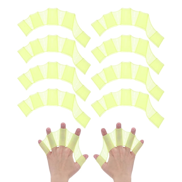 Uxcell 4 pares de guantes de natación de silicona tipo rana de medio dedo grandes verde amarillo