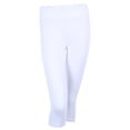 thumbnail image 1 of Cotton Capri Leggings Plain Pants Capris For Women Junior & PLUS Size, White, Medium, 1 of 3