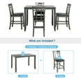 thumbnail image 5 of Kitchen Furniture 5 Piece Dining Table , Vintage Rectangular Counter Height Bar Table Set Furniture with 4 Chairs , Wood Dining Table and Chair Set for Dining Room, Pub and Bistro, Antique Gray, 5 of 9