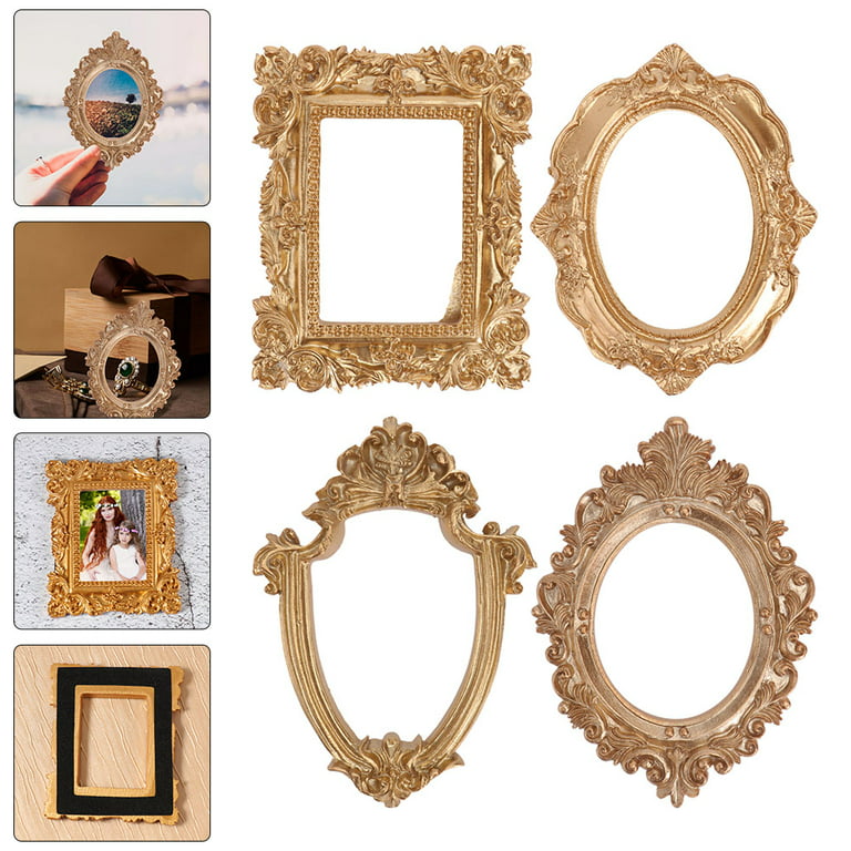 Vicenpal 3Ps Tiny Picture Frame Small Picture Frames 2.5x3.5 Vintage Oval  Picture Frames Gold Vintage Baroque Ornate Antique Picture Frames Resin  Oval