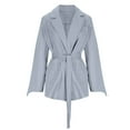 thumbnail image 4 of TKLPEHG Women's Blazers Business Work Office Wrap Front Belted Slim Fit Suit Jacket Comfortable Fall Fashion Tunic Jackets (Gray,S), 4 of 6