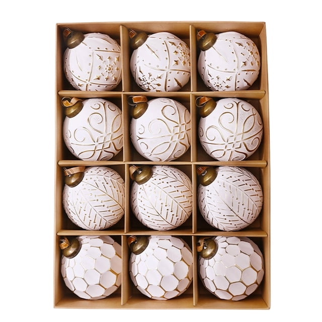 CLLC 12 adornos navideños rústicos vintage de 3 pulgadas - Juego de adornos navideños grandes, irrompibles y neutros, decoración navideña de granja para árbol de Navidad, fiesta en casa (B)