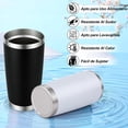 thumbnail image 2 of 2PCS Vaso Térmico Doble Pared de Acero Inoxidable 304, Taza Termica Frio y Caliente, Termo Infusor de Vacío Doble con Tapa y Pajita, Cepillo de Limpieza (Negro + Blanco), 2 of 4