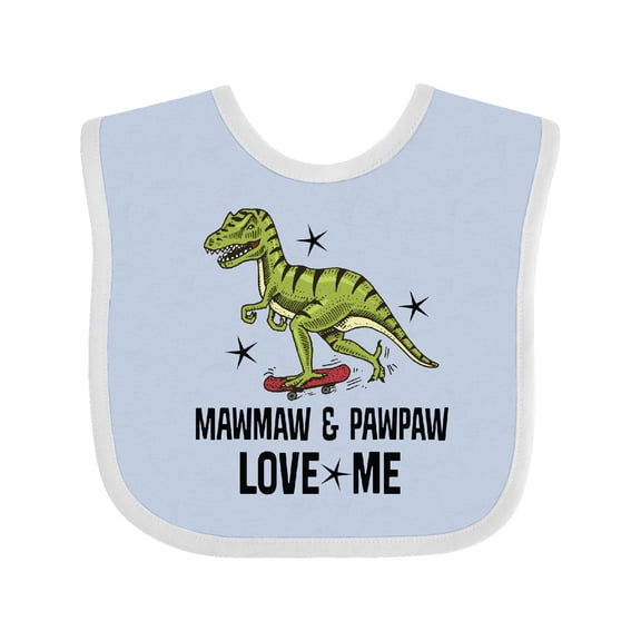 Inktastic Mawmaw and Pawpaw Love Me Grandson Dinosaur Boys Baby Bib