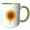 Green/White, variant on 3drose, an Image of a Yellow Sunflower on White. Positive Floral Art Gift, 11oz Mug
