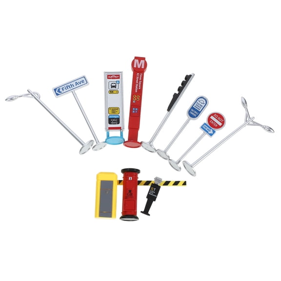 LOLIPPYY Assorted Color Miniature Traffic Sign Toys for Kids Simulation Road Model 10 Pieces