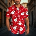 thumbnail image 2 of SERTG Men's Christmas Print Short Sleeve Shirt Lapel Collar Button Front Resort Casual Hawaiian Shirt Men Christmas Gifts Tops(Red,L), 2 of 6