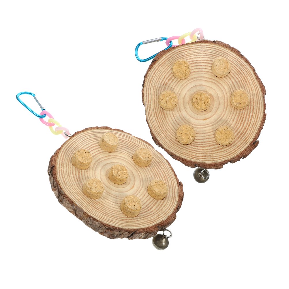 OULII 2pcs Wooden Parrot Chew Hanging Cage Accessory for PET Birds