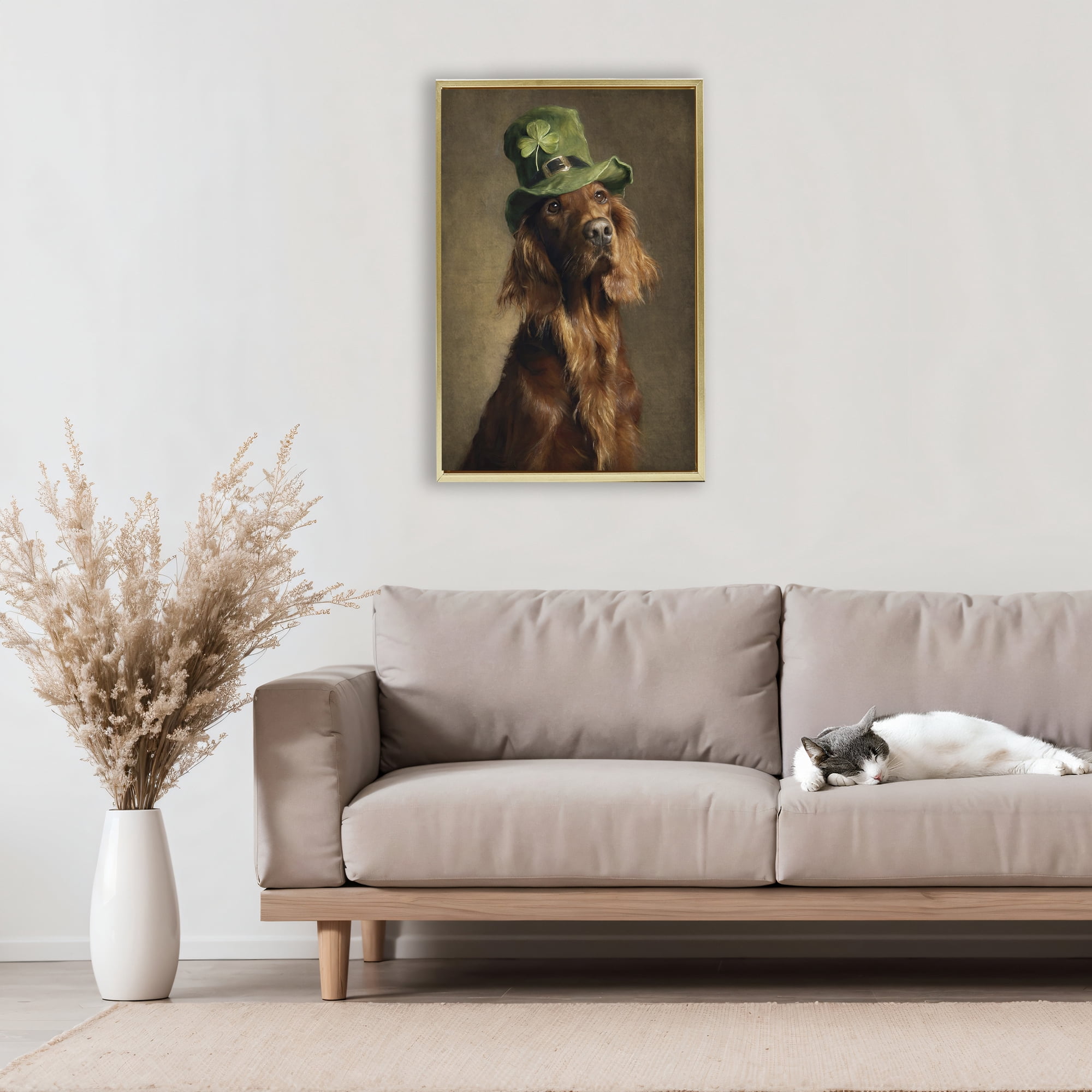 Stupell Industries The Irish Setter Portrait Gold Framed Floater Canvas Wall Art, design by Tina LeCour