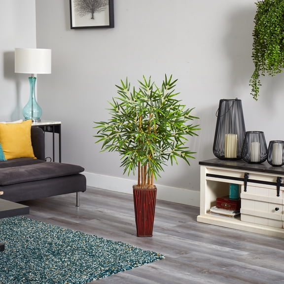 Nearly Natural Bamboo Artificial Tree with Decorative Planter - 4'