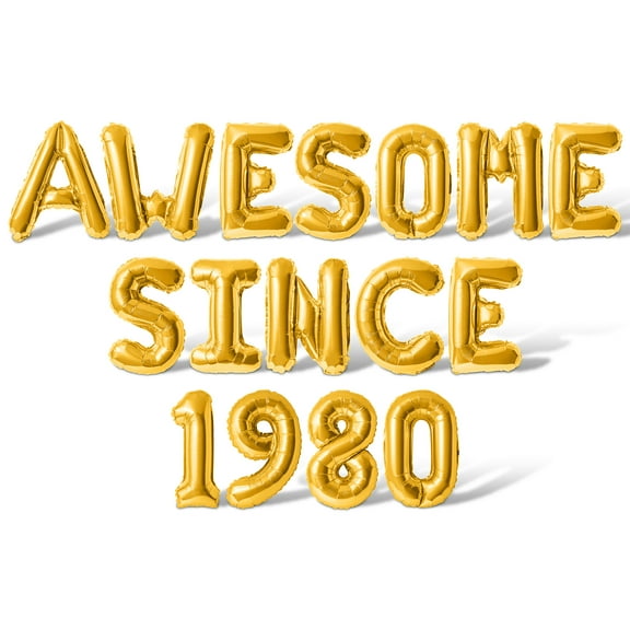 Letter & Number Balloons - AWESOME SINCE 1980 16" Inch Alphabet Letters Foil Mylar Balloon Birthday Party Banner (Gold)