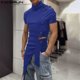 thumbnail image 2 of INCERUN Tops 2024 Camisetas de estilo americano con diseño deconstructivo y hebilla de metal para hombre, camisetas de moda para hombre, camisetas de manga corta sólidas S-5XL, 2 of 5