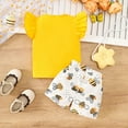 thumbnail image 3 of Kiijoy Toddler Girls Summer Outfits Cartoon Bee Print T-Shirt Bow Shorts Set, Sizes 1-2, 3 of 5