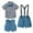 Blue, variant on XUELUO Toddler Boys Casual Outfit Sets Short Sleeve Floral Prints T Shirt Tops Vest Coat Shorts Child Kids Gentleman Outfits Clothing Outwear