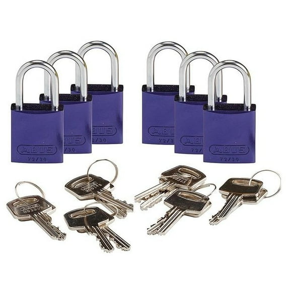 Brady Lockout Padlock,KD,Purple,1-7/16"H,PK6 133268