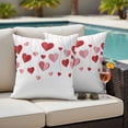 thumbnail image 4 of Valentine's Day Outdoor Waterproof Pillow Covers Set of 2, Abstract Watercolor Falling Red Pink Loves Romantic Heart Pillowcase Decorative Throw Cushion Cases for Patio Garden Couch 26 x 26 Inches, 4 of 9