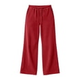thumbnail image 2 of BXJX Womens Corduroy Pants, Casual Elastic Waist Drawstring Fall Winter Straight Leg Trousers with Pockets Red Size XL, 2 of 7