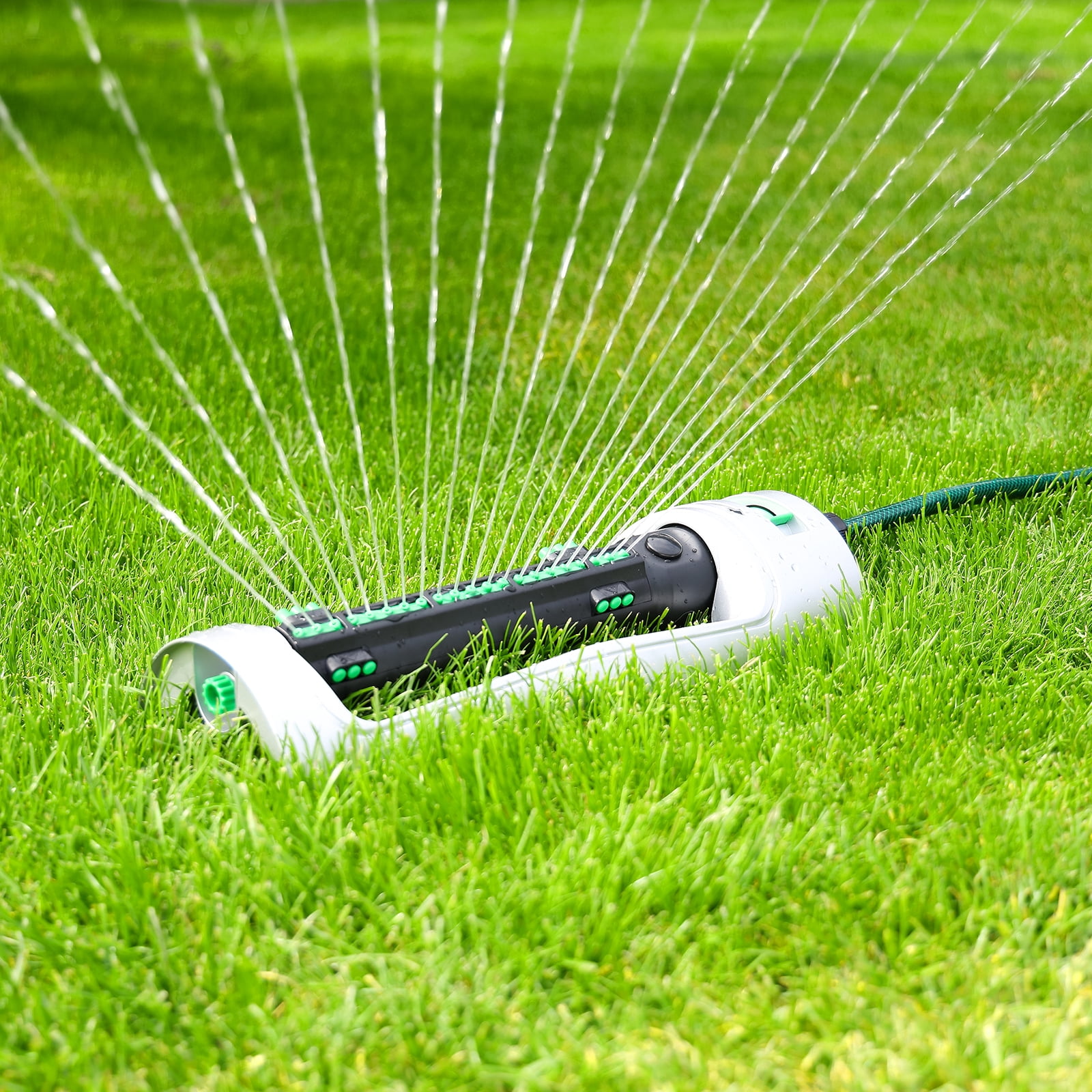 Restmo  4200 Sq. Ft Turbo Oscillating Sprinkler, Large Yard Irrigation Sprinkler with 21 Durable Nozzles, Weighted Base, Adjustable Spray Width & Coverage, Lawn Sprinkler & Garden Sprinkler for Yard