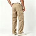 thumbnail image 4 of Big & Tall Stretch Cargo Pants Wide Leg Durable Twill Outdoor Work Trousers S-XL（1 piece）, 4 of 8