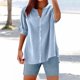 thumbnail image 2 of Camisa informal con botones para mujer para el día a día: top ligero de verano con diseño versátil, color liso y fácil cuidado., 2 of 4