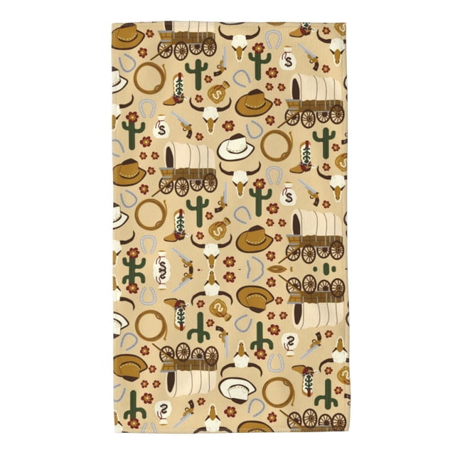 Fotbe Wild West Cowboy Toalla Premium con Patrón, Toalla de Microfibra de Secado Rápido, Ligera y Altamente Absorbente (27.5x16in), Ideal para Uso Diario