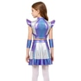 thumbnail image 7 of iiniim Girls 3 Pieces Halloween Alien Cosplay Outer Space Outfit Cap Sleeve Glossy Color Block Top and Skirt with Oversleeves for Role Play Party Silver 16, 7 of 7