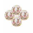 thumbnail image 7 of 13 Inch Round Placemats Set of 4, Easter Bunny Eggs Non Slip Heat Insulation PP Table Mats, Spring Tulips Rustic Rabbits Grey Plaid Washable Place Mats for Kitchen Dining Party Table Decor, 7 of 7
