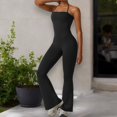 thumbnail image 5 of Women's Flared Halter Neck Jumpsuit Convert to High Waist Flared Yoga Pants- Medium, Black, 5 of 7