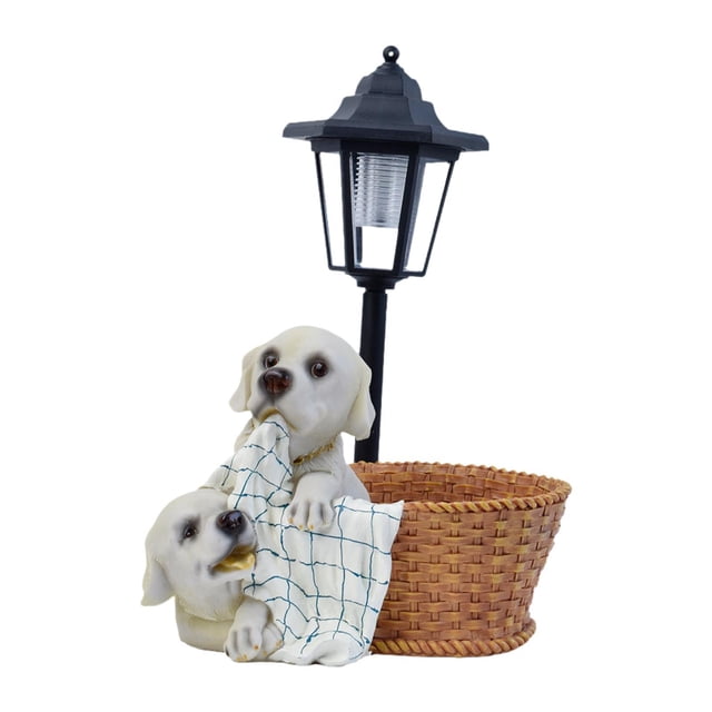 Lámpara solar para exteriores, diseño de perro de granja, farol, estatua decorativa de resina, decoración de jardín para regalo, patio, césped, porche