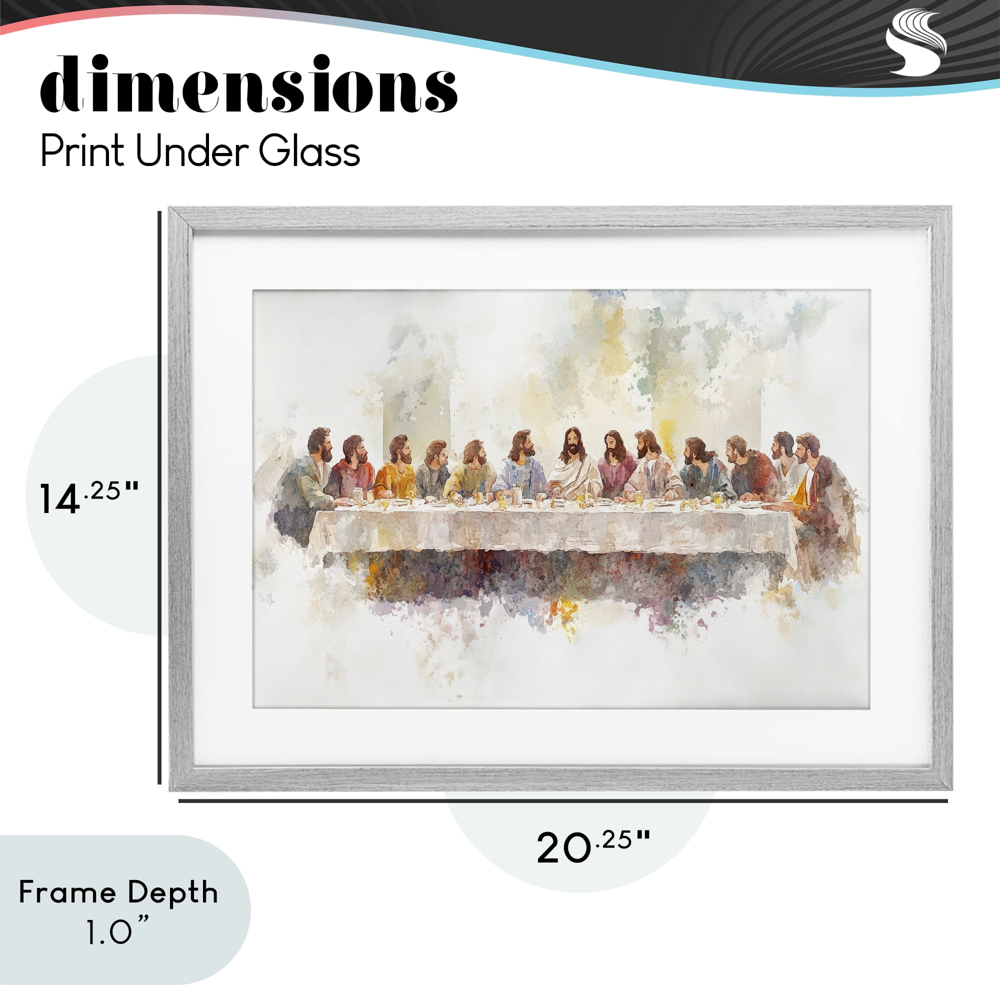 Stupell Industries Watercolor Supper Spirituality Gray Framed Print Under Glass, design by Petal Prints Design