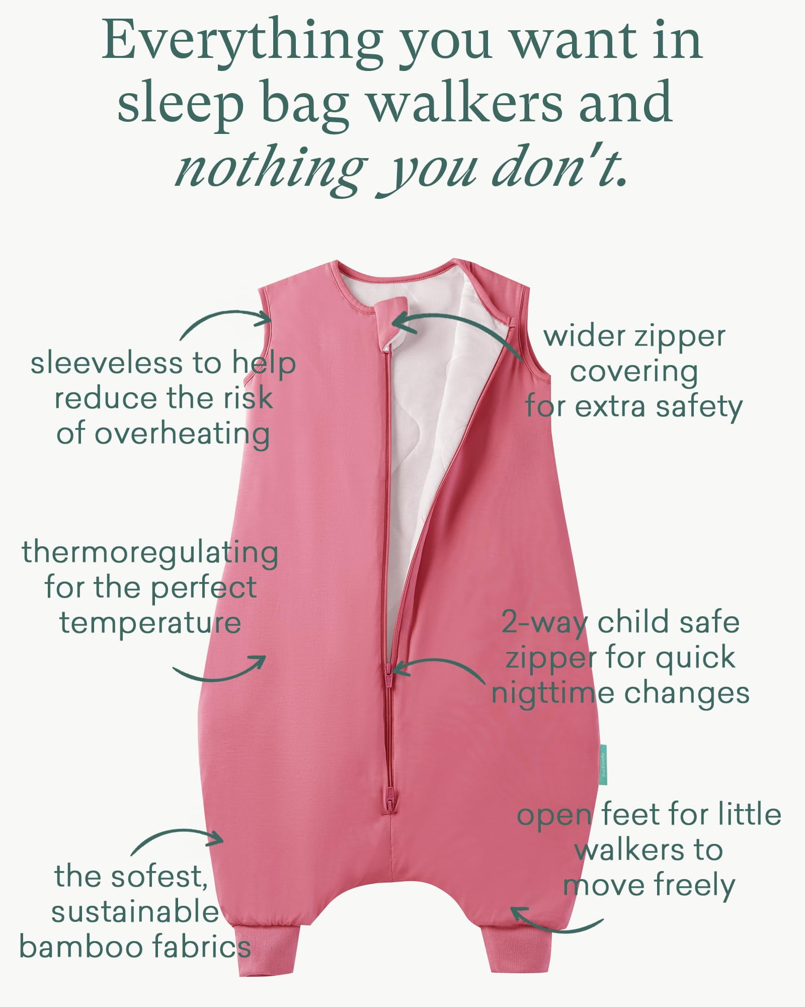 PurComfy Supersoft Toddler Sleep Sack With Feet 1.0 Tog, Premium Bamboo Viscose Sleep Sacks With Legs 2-Way Zipper Sleep Bag Walker 2T-4T, Berry