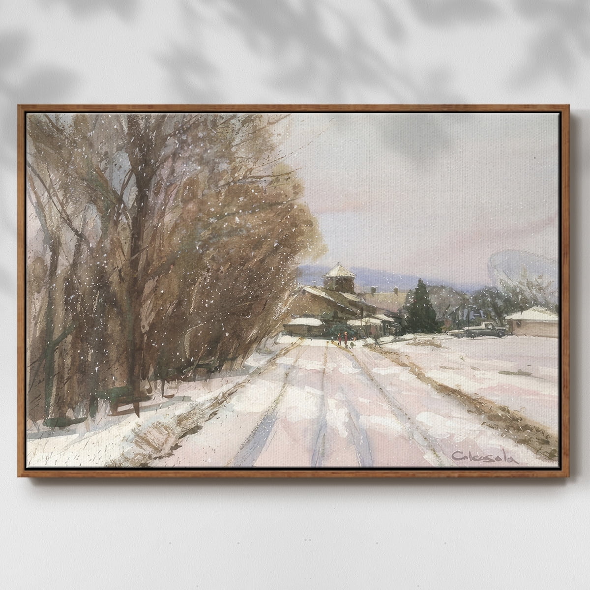 Indian Orchard Greek Orthodox Church - Framed Gallery Wrapped Holiday Canvas - 17 x 25 - Rosewood Frame