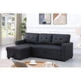 thumbnail image 3 of Howcool 82" Convertible Sleeper Sofa Bed, Pull-Out Couch with Reversible Storage Chaise, L-Shaped Sectional Couch with USB Charging, Linen Fabric Sofa for Small Living Room Apartment,Black, 3 of 7