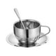 thumbnail image 1 of Taza de café, capuchino, latte y té con aislamiento, vajilla irrompible con platillo y 180ml Plata, 1 of 8