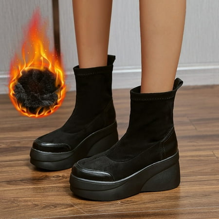 

Akiihool Womens Ankle Boots Women s Low Heel Ankle Boots Platform Lug Sole Ankle Booties (Black 8)