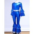 thumbnail image 7 of SiiRoh Girls 70s 80s Disco Hippie Outfit Metallic Bell-Bottom Jumpsuit Singer Dance Party Dress Up Royal Blue 10, 7 of 7