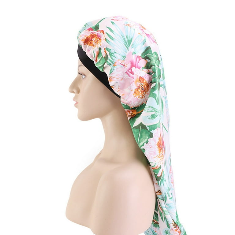 Yirtree Satin Sleep Cap for Long Hair Satin Sleep Bonnet Extra