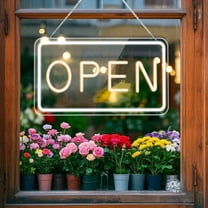 LED Open Signs for Business by USB ,Adjustable Brightness Open Signs with ON/OFF Switch for Stores, Coffee Shop,Flower shop, Hotel,Bars, Window etc,16x9in,Warm White(Outside Edge Cool White)