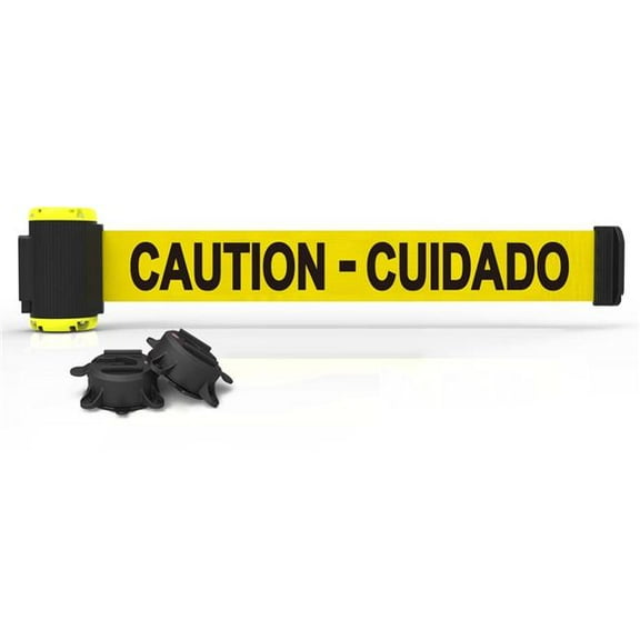 Banner Stakes MH7002 7 ft. Magnetic Wall Mount Caution Cuidado Banner - Yellow