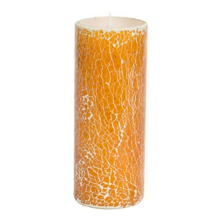UPC 257554176747 product image for 4 Orange and White Glass Mosaic Flameless LED Lighted Pillar Candles with Moving | upcitemdb.com