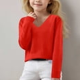 thumbnail image 2 of Rohuuque Girl's Oversized V-Neck Fall Sweaters Kids Long Sleeve Knit Pullover Shirts 9 Years Red, 2 of 6