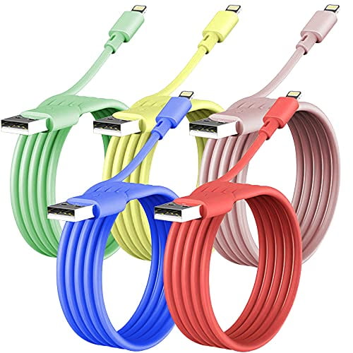 5Colors iPhone Charging Cord MFI Certified Nylon Braided Phone Charger iPhone Compatible with iPhone 12 Pro 11 Pro Max 10 Xr Xs Max 8 7 6 6s SE 2020 iPad iPhone Charging Cable 5Pack 3/3/6/6/10FT 
