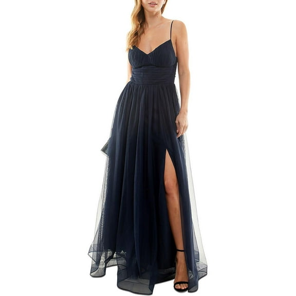 Speechless Womens Juniors Mesh Padded Bust Evening Dress